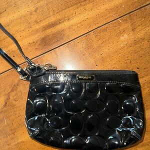 Coach Black Patent Leather Wristlet